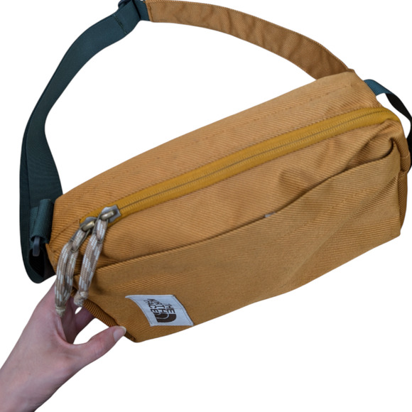 The North Face Field Bag Crossbody Timber Tan Canvas Kelp Green RARE OG Style - Picture 9 of 12